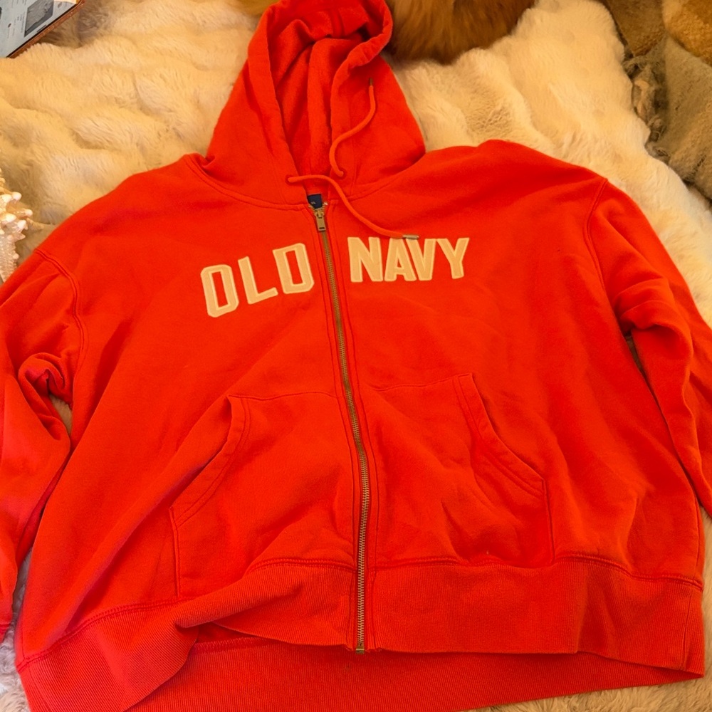 Old Navy Vibrant Red Zip-Up Hoodie